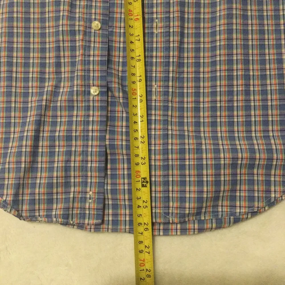 Ralph Lauren Blue Plaid Button Down Shirt Boys Size Large 14-16‎